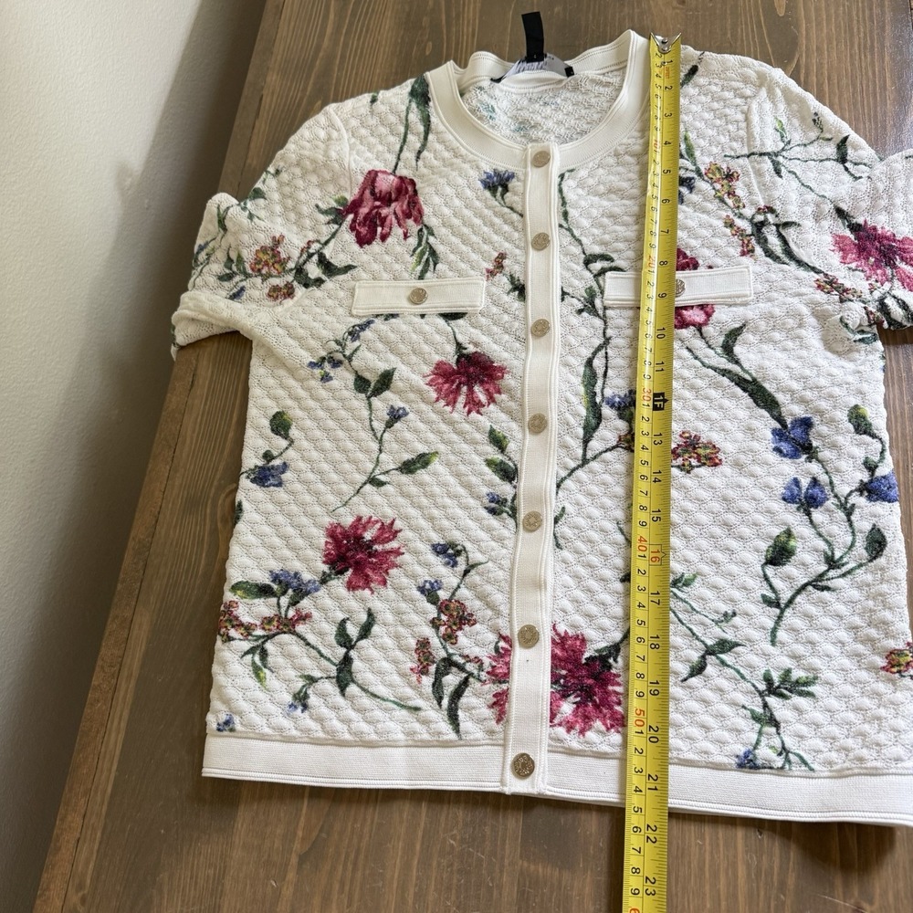 White House Black Market Womens Medium Floral Long Sleeve Cardigan Snap Up - Picture 7 of 7